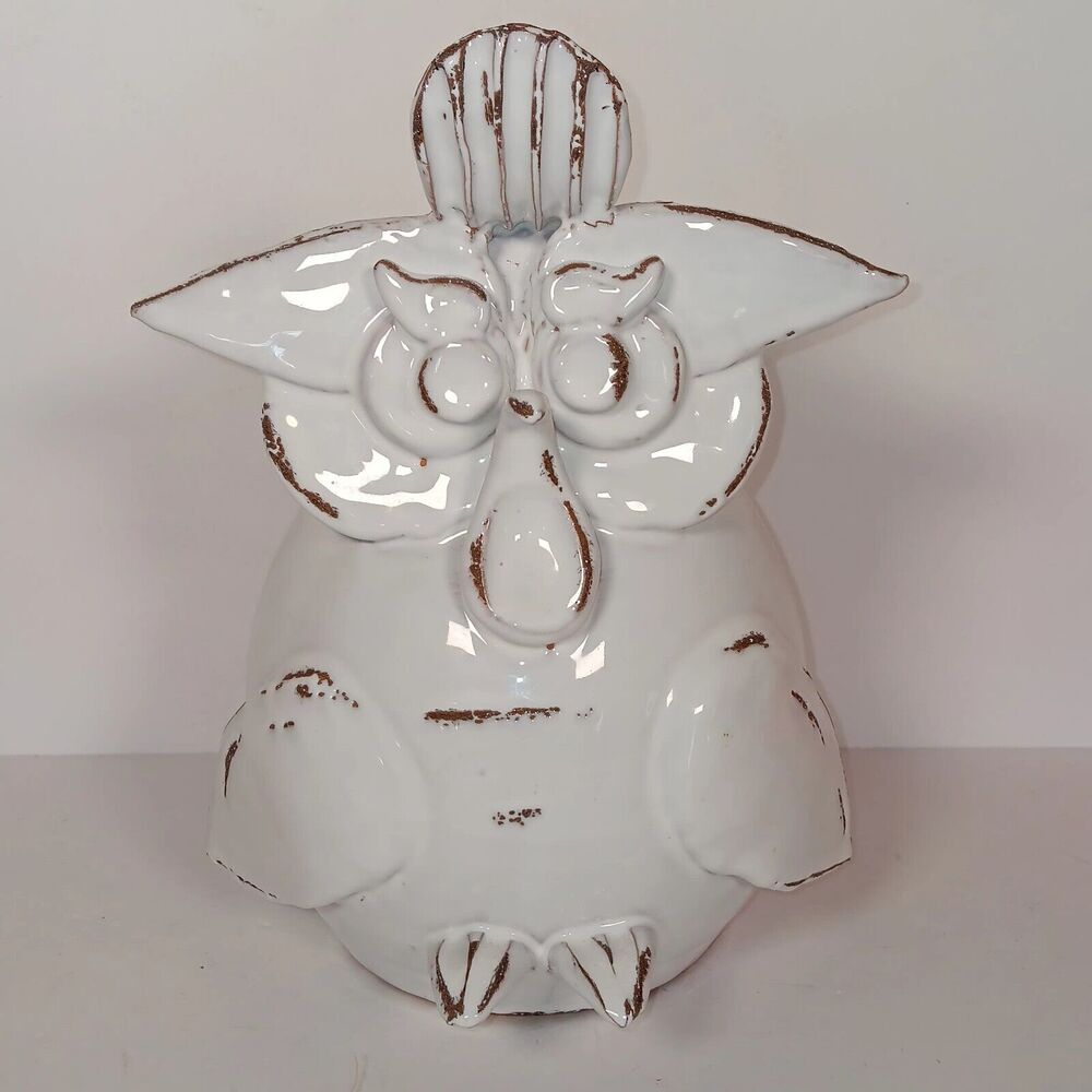 Nuova Coli Ceramiche Owl Figurine Made in ITALY White Art Deco 10"H